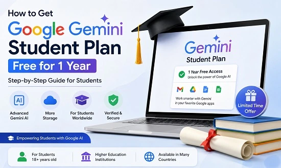 Free Gemini AI Tool 1 year for Students graphics, aistudio video veo free generationw with 5TB space