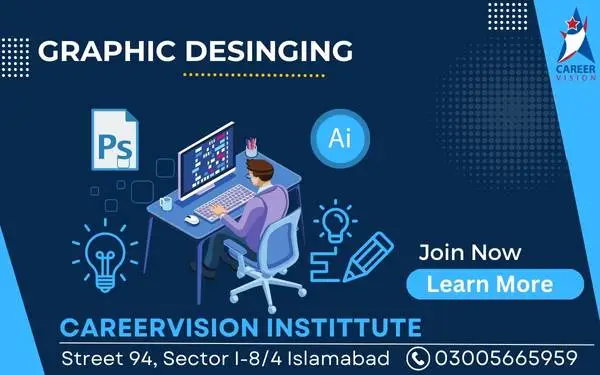 Course banner showing graphic designing course in islamabad rawalpindi photoshop course in rawalpindi visiting card design course islamabad